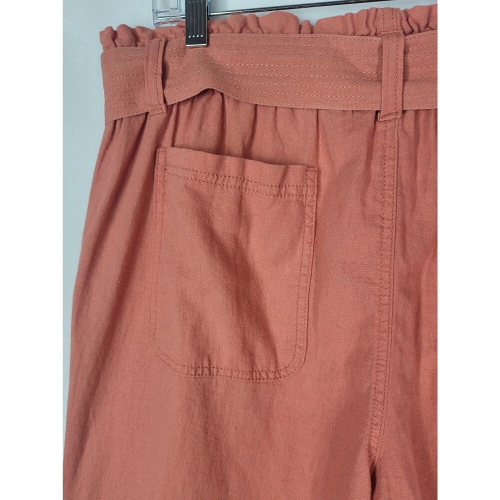 BRIGGS Linen Blend Terracotta Wide Leg Pants with Paperbag Waist & Belt Size 16 - Picture 5 of 8